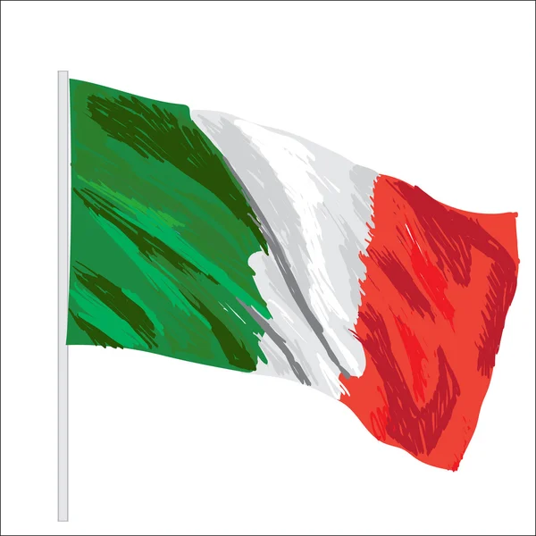 Vektor italienische Flagge, Zeichnung, Illustration — Stockvektor