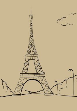 Eiffel romantik illüstrasyon kalp çerçeve su colo çizim Tur