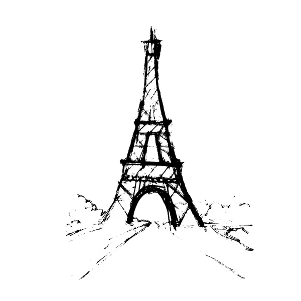 Tour Eiffel romântico vetor ilustração coração quadro desenho wat — Vetor de Stock