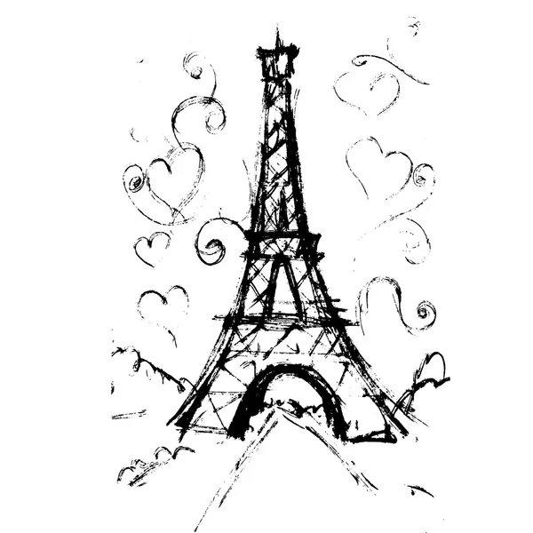 Tour Eiffel romantiska vektor illustration hjärta ram Rita wat — Stock vektor