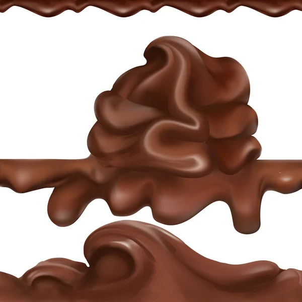 液体チョコレート、キャラメル、溶融流動ベクトル — ストックベクタ