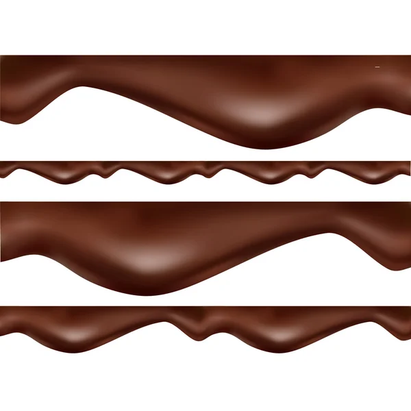 Chocolat liquide, gouttes, coulant, fondu, caramel, cacao, graphi — Image vectorielle