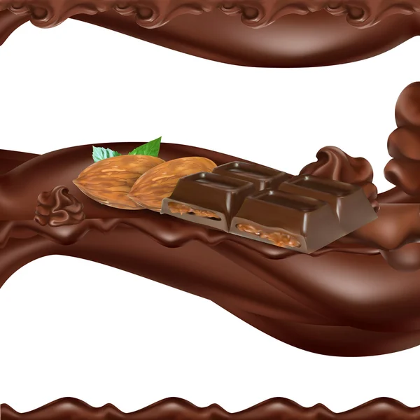 Flüssige Schokolade, fließend, geschmolzen, Karamell, Vektor — Stockvektor