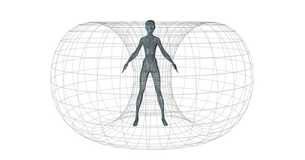Ілюстрація Енергетичного Поля Візуалізація Жінки Чоловіка Всередині Спірального Рентгенівського Променя — стокове фото