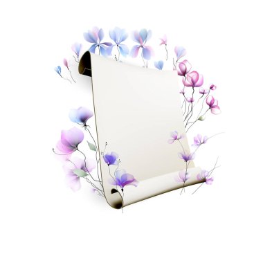 Suluboya çiçekleri şablon çerçeve vignette davet illüstrasyonu