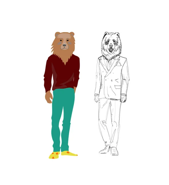 Medvěd Avatar Charakter Medvěd Obleku — Stockový vektor