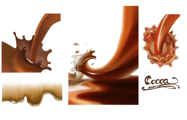 Kakao Schokolade Karamell Baby Tropfen Illustration Realistisch — Stockvektor