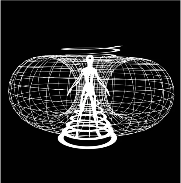 Energy Field Illustration Render Man Woman Spiral Ray — Stock Vector