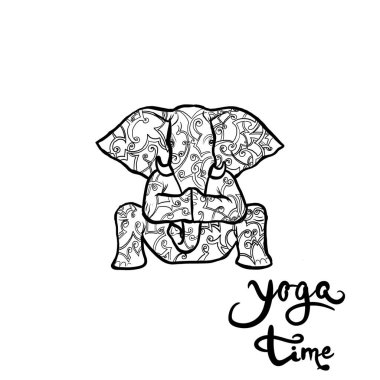 Fil, 3 boyutlu reklam tasarımı için yoga arka plan şablonu hazırlıyor.