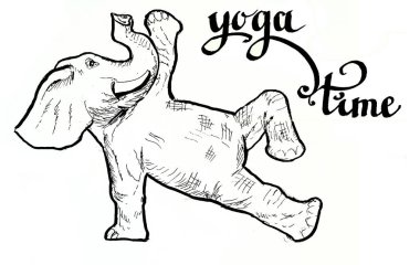 Fil, 3 boyutlu reklam tasarımı için yoga arka plan şablonu hazırlıyor. 