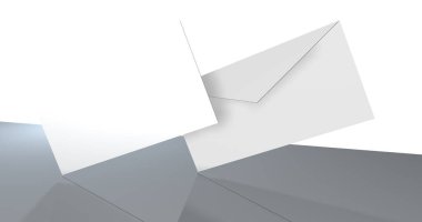 arkaplanda beyaz boş kağıt zarf
