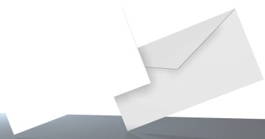 arkaplanda beyaz boş kağıt zarf