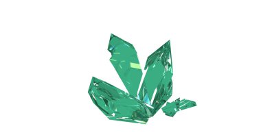 Beyaz üzerine kristal değerli taşların 3 boyutlu canlandırması