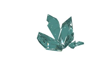 Beyaz üzerine kristal değerli taşların 3 boyutlu canlandırması