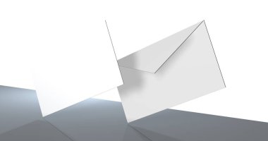 arkaplanda beyaz boş kağıt zarf