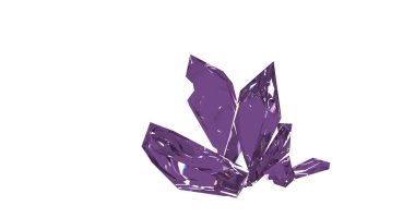 Beyaz üzerine kristal değerli taşların 3 boyutlu canlandırması