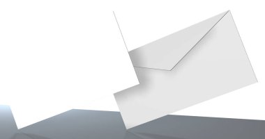 arkaplanda beyaz boş kağıt zarf