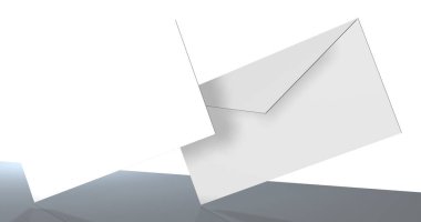 arkaplanda beyaz boş kağıt zarf