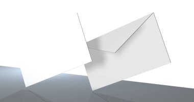 arkaplanda beyaz boş kağıt zarf