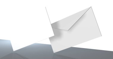 arkaplanda beyaz boş kağıt zarf