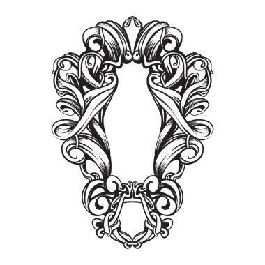 Suluboya çiçekleri şablon çerçeve vignette davet illüstrasyonu