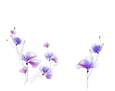 Suluboya çiçekleri şablon çerçeve vignette davet illüstrasyonu