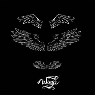 Kanatlar siluet melek arka plan dövme dokusu iz tüyleri illüstrasyon