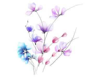 Suluboya çiçekleri şablon çerçeve vignette davet illüstrasyonu