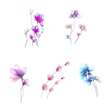 Suluboya çiçekleri şablon çerçeve vignette davet illüstrasyonu