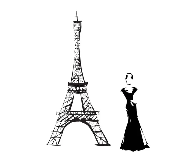 Tour Eiffel Avec Paris France Illustration Vectorielle — Image vectorielle