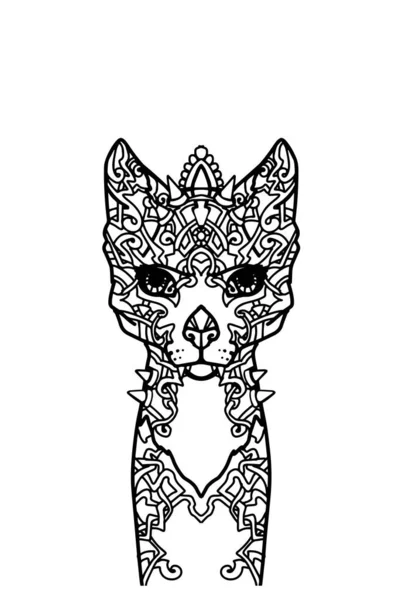 Vector Illustration Tattoo Style Cat — 스톡 벡터