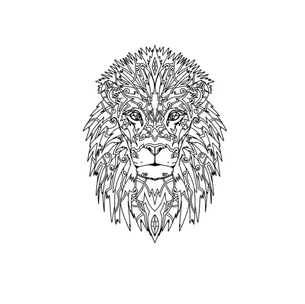 Modèle Logo Vecteur Tête Lion Conception Tatouage Tribal — Image vectorielle