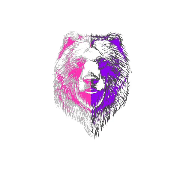 Retrato Cabeça Urso Ilustração Vetorial — Vetor de Stock
