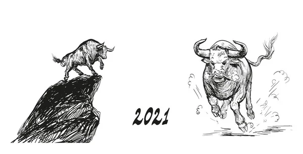 Hand Drawn Sketch Bull — Stock Vector