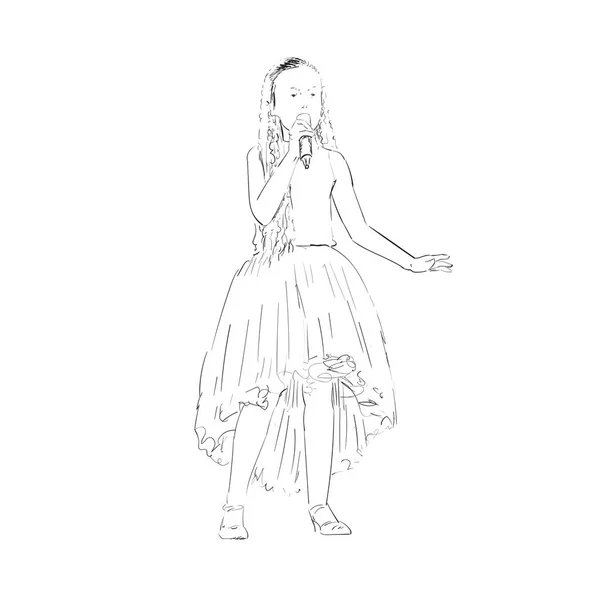 Wektor Ilustracja Dziewczyny Sukience — Wektor stockowy