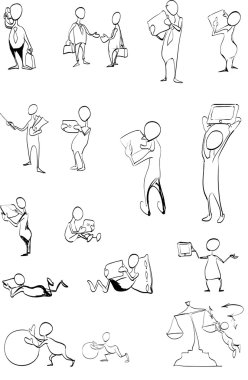 funny little men with tablets vector loop clipart