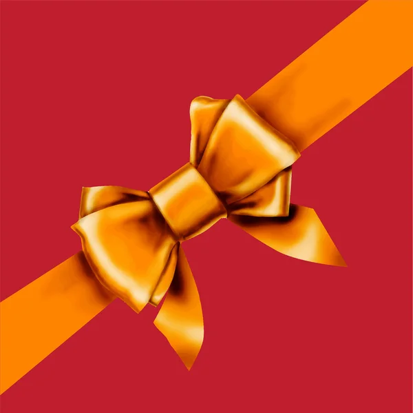 Orange bow ribbon gift vector — Stock Vector