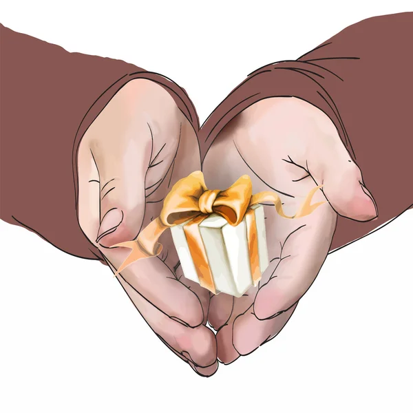 Hands hold a gift vector — Stock Vector