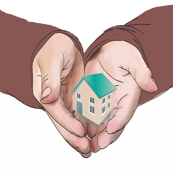 Hands holding house — Stock Vector