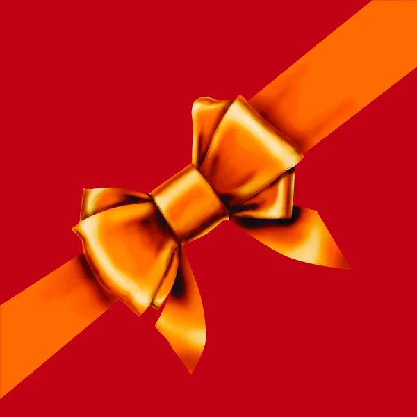 Orange bow ribbon gift vector — Stock Vector