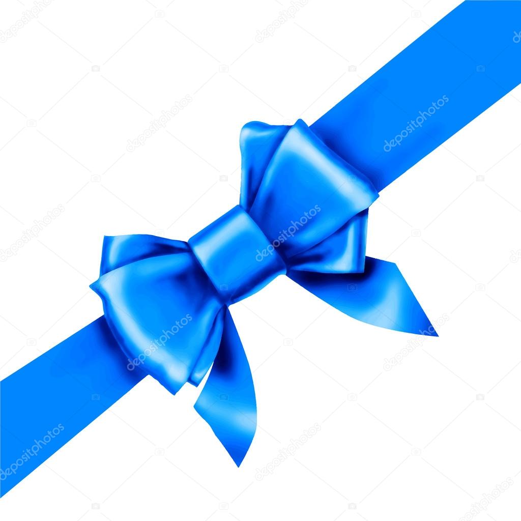 blue bow ribbon gift vector