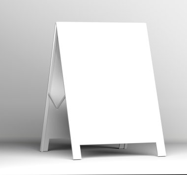 white advertising stand. on white background