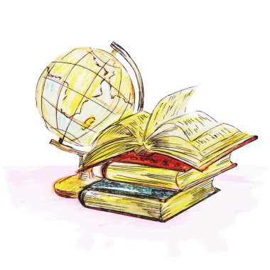 Küre ve kitap simgesi bilgi