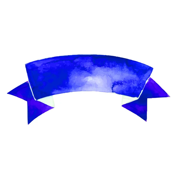 水彩ブルーリボン バナー ベクトル図 — ストックベクタ
