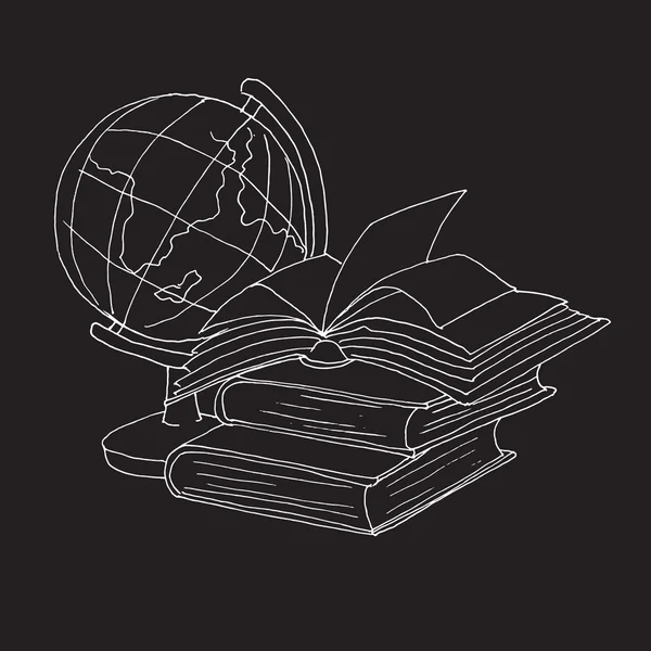 Globo y libros icono vector de conocimiento — Archivo Imágenes Vectoriales