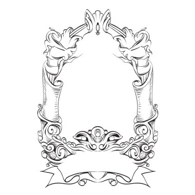 oval vintage Barok çiçek vektör çerçeve
