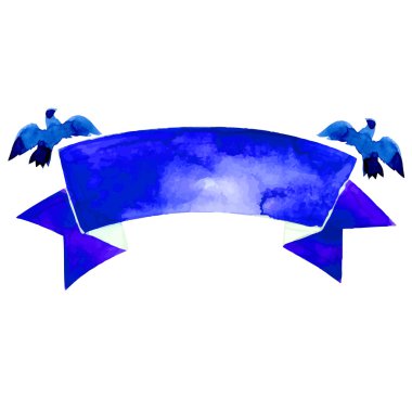 suluboya kuş c mavi kurdele afiş vektör 2