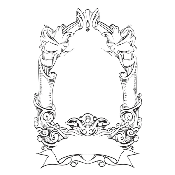Frame oval vintage baroque flowers vector Stock Vector