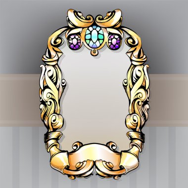 el vintage çerçeve Barok öğeleri reklam için vintage tarzı çizim, metin için logo çerçeve süsleme, vektör