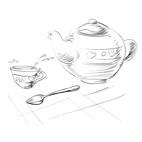 Taza de té cucharadita vector — Vector de stock